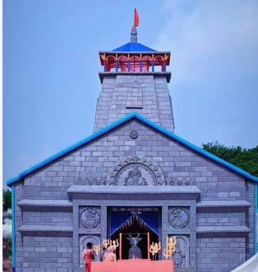 रांची बस स्टैंड में केदारनाथ की थीम पर बन रहा दुर्गा पूजा पंडाल