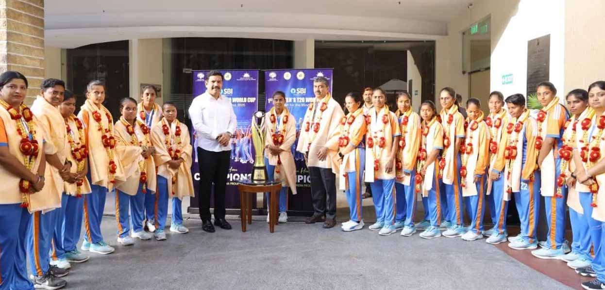 ब्लाइंड विमेंस टी20 वर्ल्ड कप जीतकर लौटी भारतीय टीम को BJP कर्नाटक ने किया सम्मानित