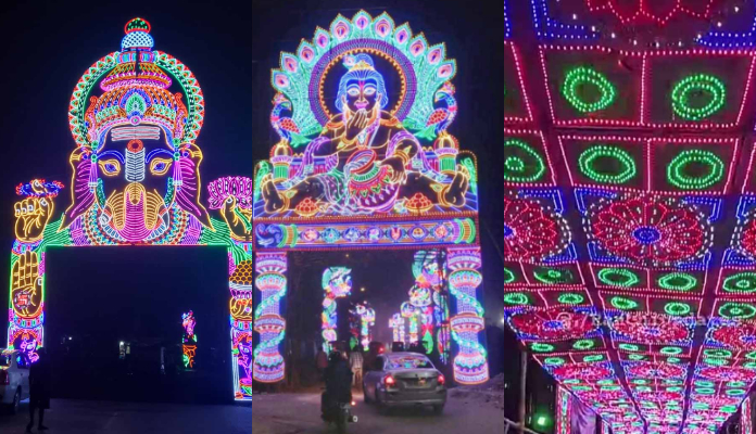 दुर्गा पूजा पर झालर व लाइटों से जगमगाई राजधानी