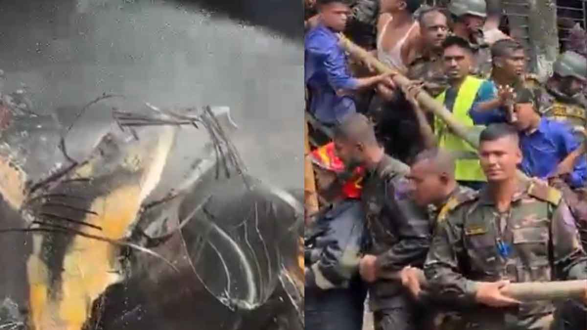 ढाका के स्कूल भवन में बांग्लादेश एयरफोर्स का एफ-7 ट्रेनर विमान गिरा, आग लगी, एक की मौत