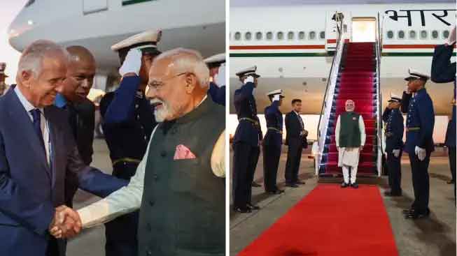 पीएम मोदी ब्राजील की राजधानी ब्रासीलिया पहुंचे, रक्षा मंत्री जोस मुसियो मोंटेरो फिल्हो ने स्वागत किया