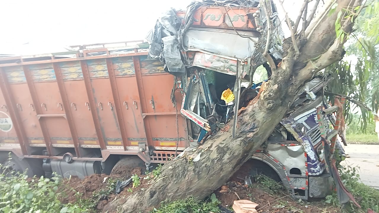 लातेहारः कोयला लदा ट्रक पेड़ से टकराया, चालक गंभीर रूप से घायल