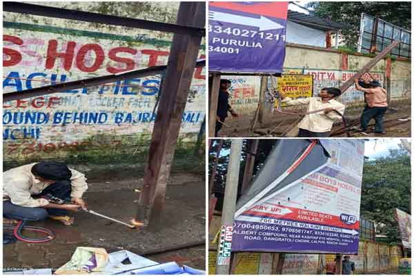 निगम की सख्ती: अवैध होर्डिंग्स पर चला बुलडोजर, सदर अस्पताल के पास 5 हटाए गए