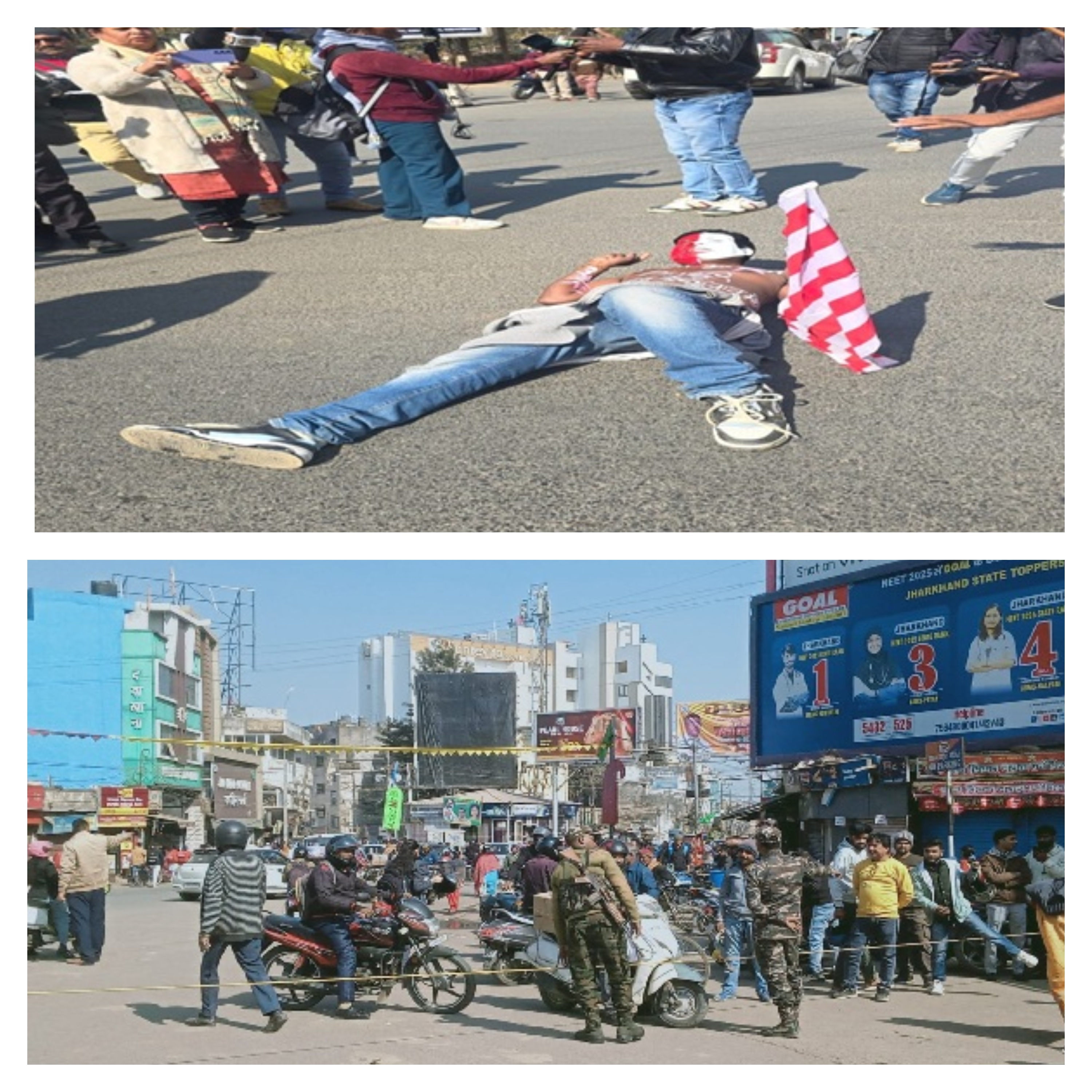 सोमा मुंडा  हत्याकांड :  झारखंड बंद का रांची में व्यापक असर, अल्बर्ट एक्का व करमटोली चौक पर प्रदर्शन