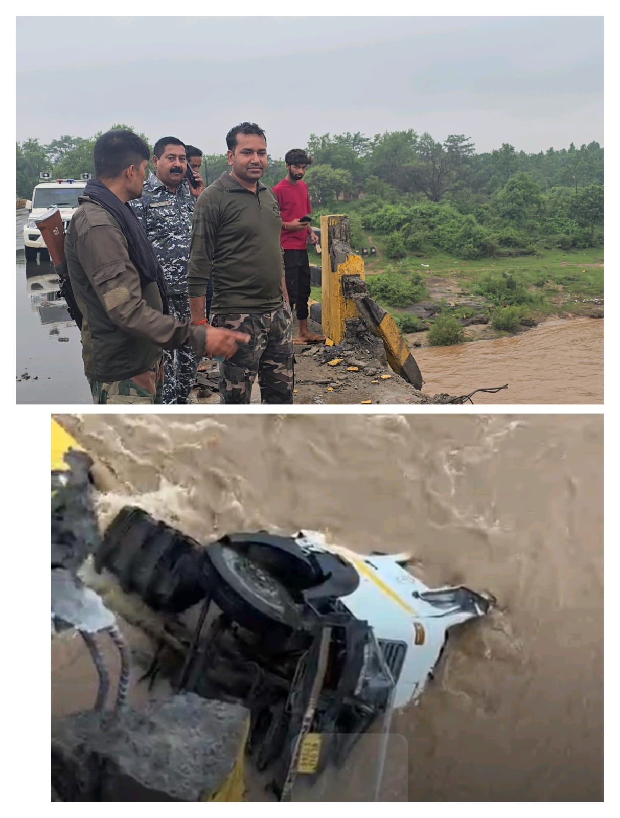 गिरिडीह :  पुल की रेलिंग तोड़ बराकर नदी में गिरा ट्रक, चालक को स्थानीय लोगों ने बचाया