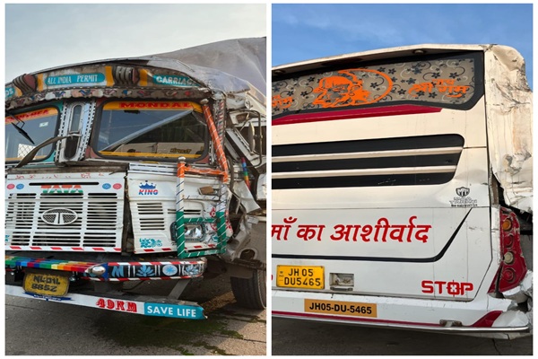 बहरागोड़ा : यात्री बस की चपेट में आकर विक्षिप्त महिला की मौत, कंटेनर ने भी बस को ठोका