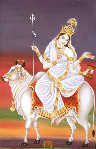 महाअष्टमी पर मां महागौरी की पूजा, माता को नारियल व रात रानी फूल करें अर्पित