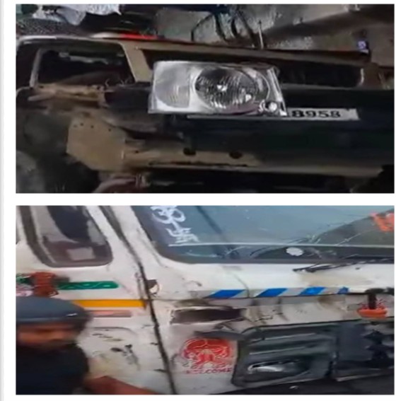 बोकारो : हाइवा ने पुलिस गाड़ी में मारी जोरदार टक्कर, बाल-बाल बचे जवान