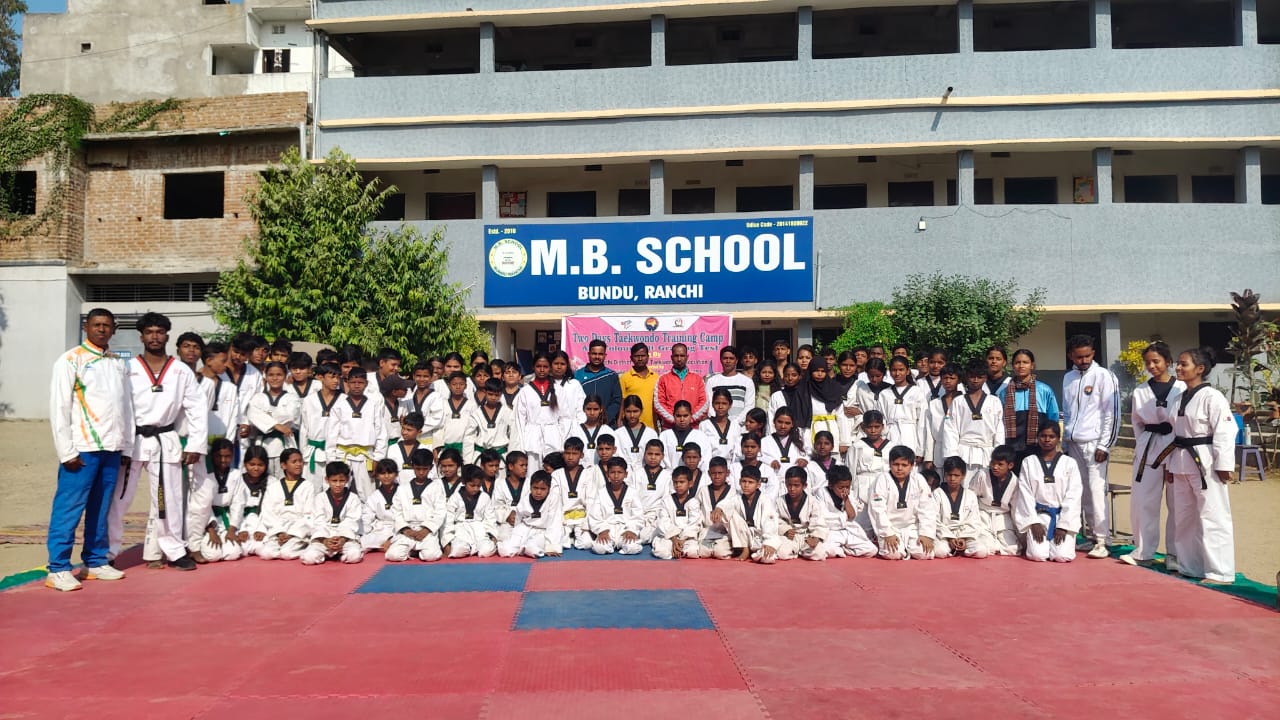 ताइक्वांडो कलर बेल्ट ग्रेडिंग टेस्ट में 123 खिलाड़ियों ने दिखाया दम