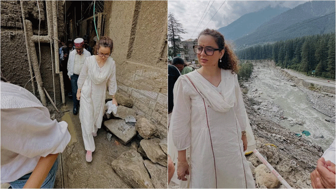 बारिश-बाढ़ पीड़ितों से मिलने पहुंची कंगना रनौत पर फूटा लोगों का गुस्सा, बोले- बहुत देर कर दी, वापस जाओ