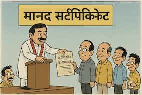 सरकारी समारोह में मंत्री ने गैर सरकारी लोगों को करीबी होने का मानद सर्टिफिकेट बांटा